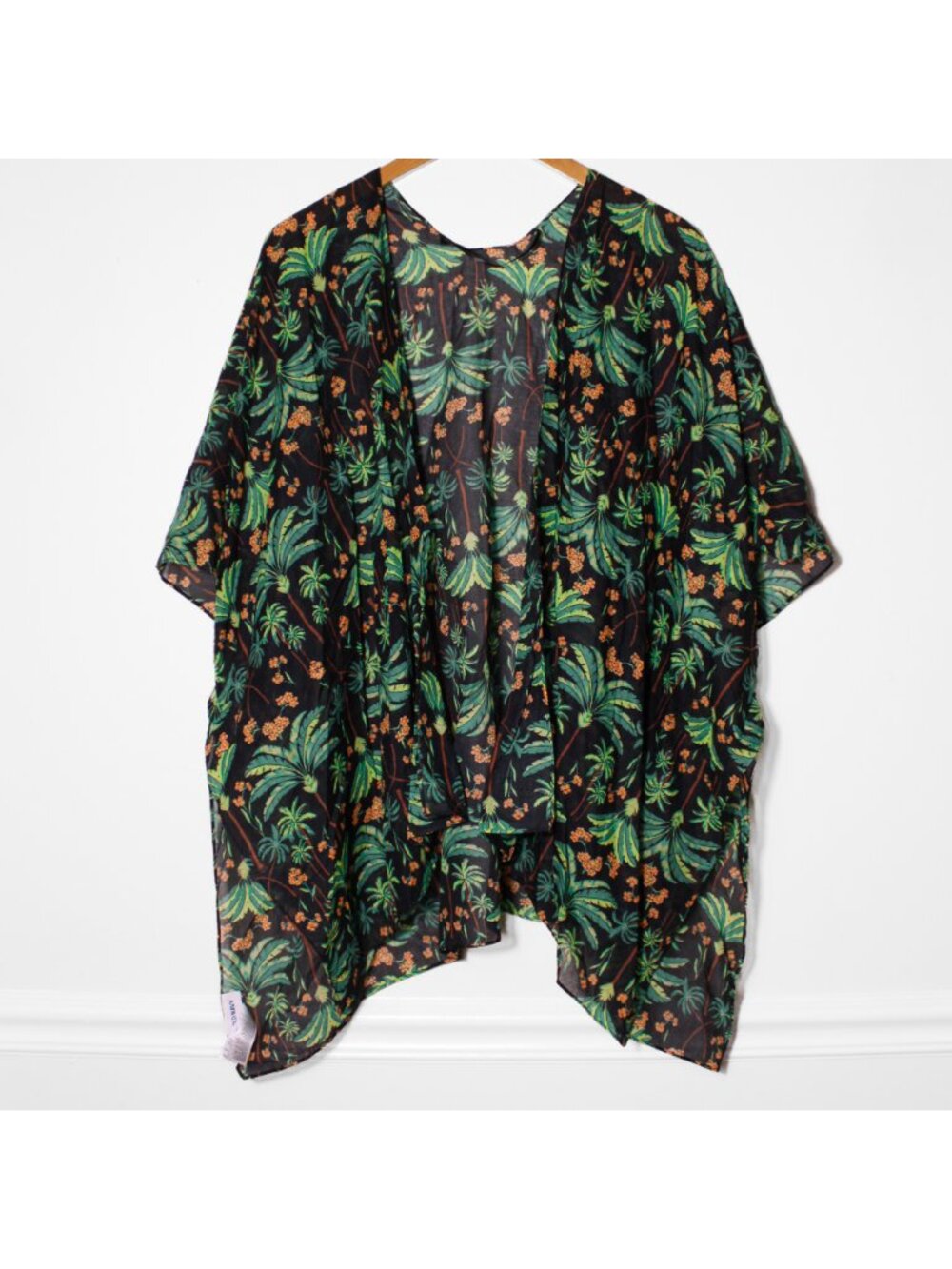 Old Navy Cotton Oversized Cover Up Black Palm Tree Tropical Beach Size XS-L